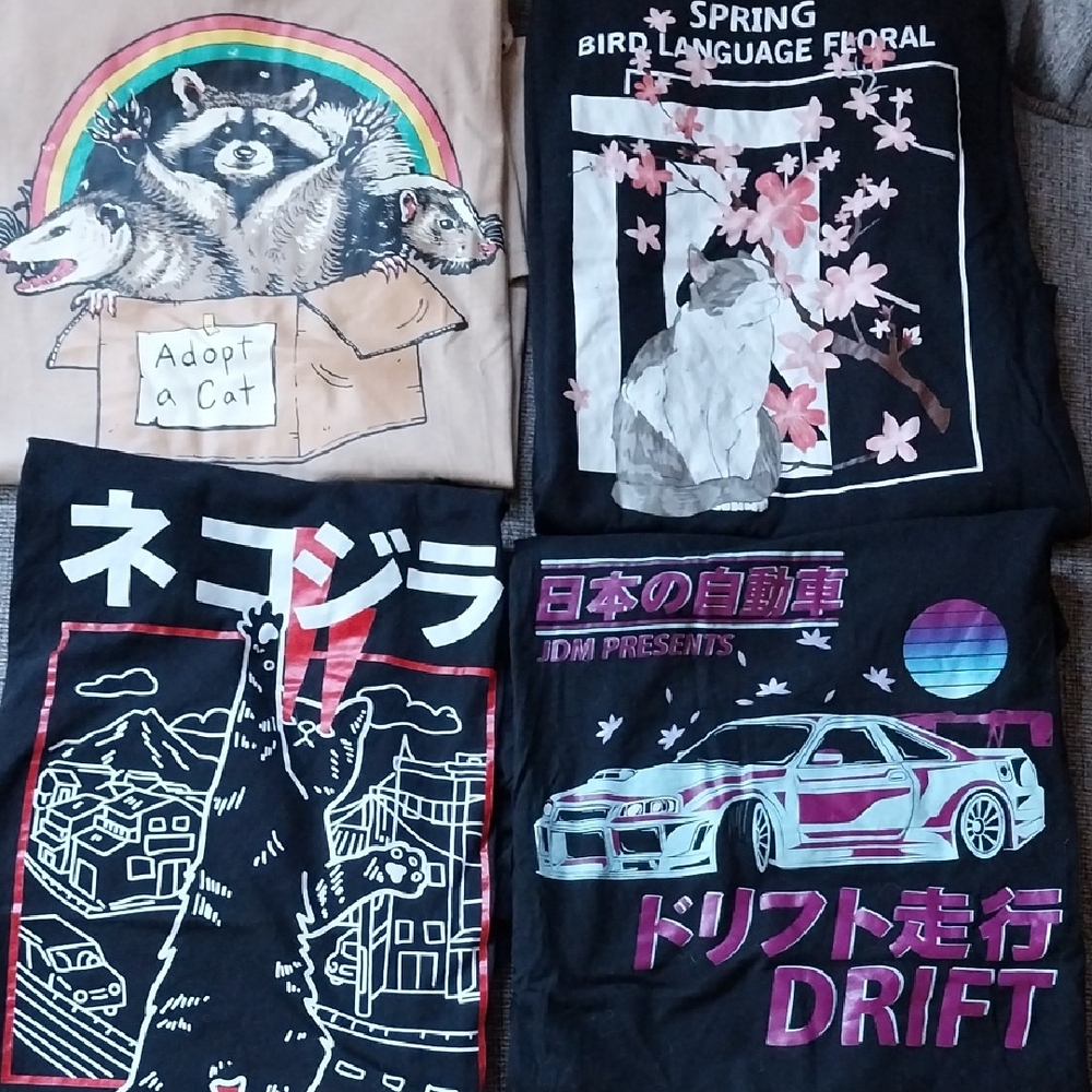 Unisex ROMWE Graphic Short Sleeve Tees SET OF 4 - Men's S Women's M